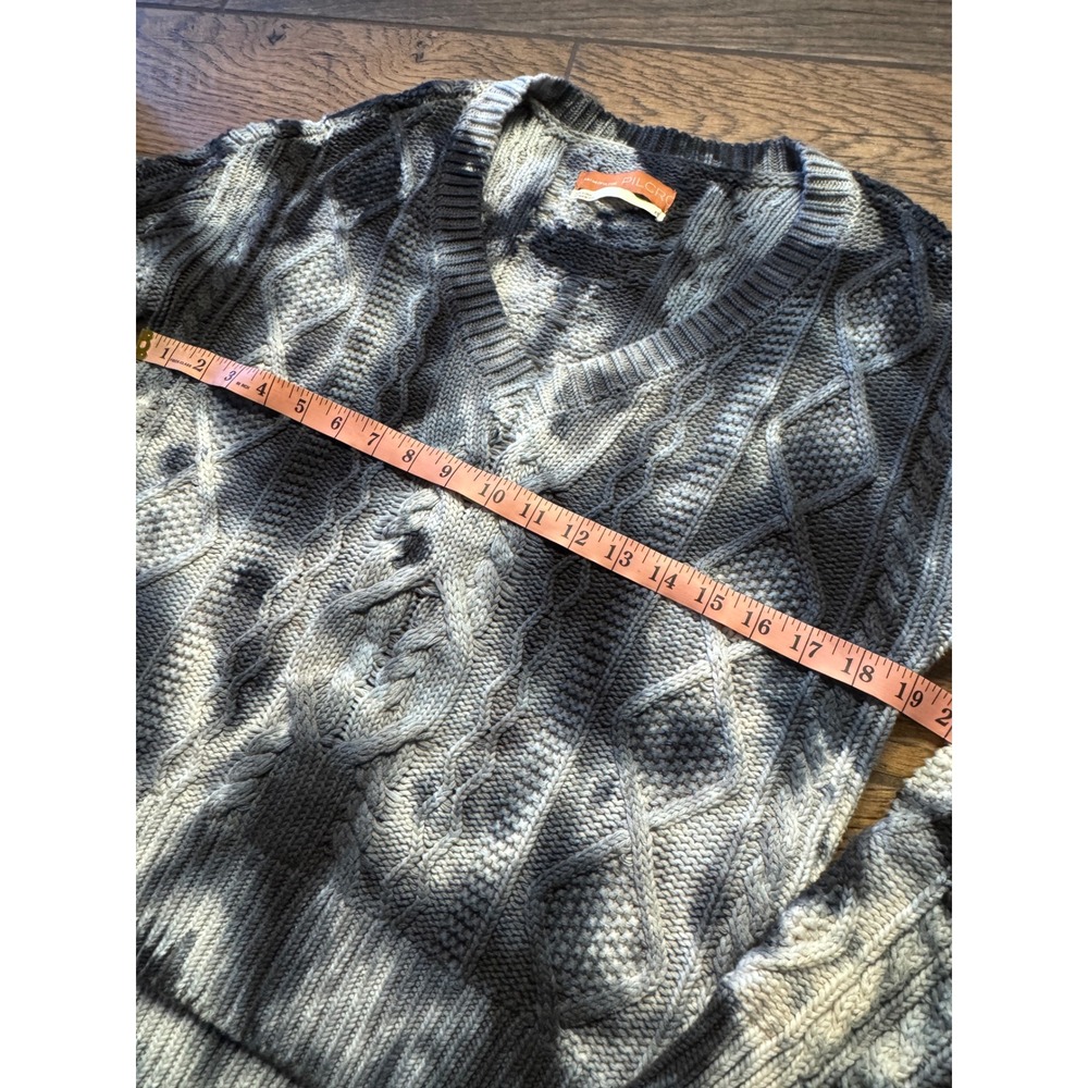 PILCRO ANTHROPOLOGIE Tie Dye Cable Knit V Neck Sweater‎ XS Oversized Hi Low Cozy - Picture 4 of 9